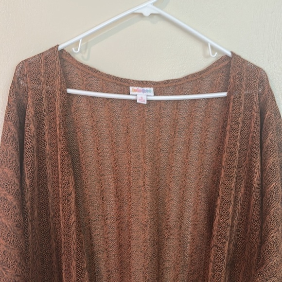 Lularoe Cardigan Size Small Brown Open Front Mid Sleeve High Low Hem Open Knit - Picture 4 of 8